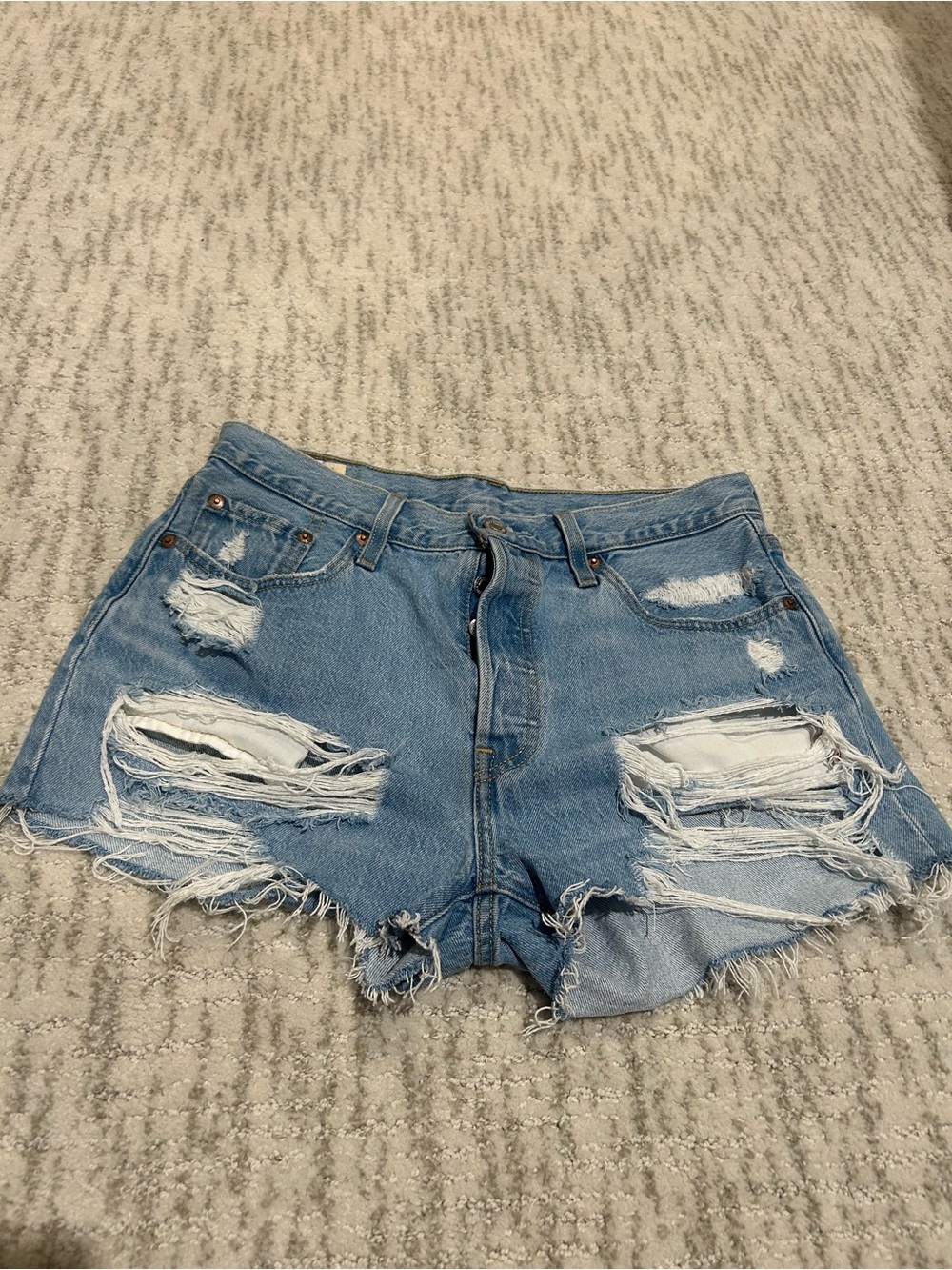 Levi's Light Blue Distressed Cutoff Denim Shorts